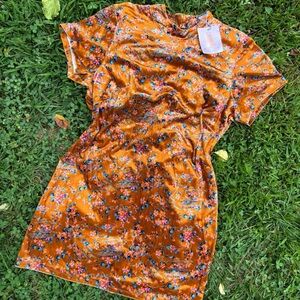 Velour mini floral dress savage x fenty size XL orange open back